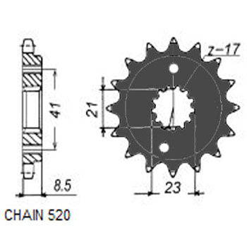 Sunstar Eesmine hammasratas SUNF362-15, 15z, samm 520