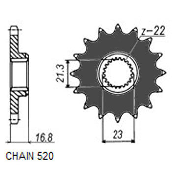 Sunstar Eesmine hammasratas SUNF370-16, 16z, samm 520