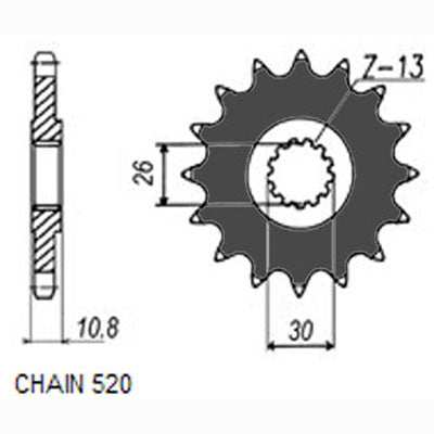 Sunstar Eesmine hammasratas SUNF395-16, 16z, samm 520