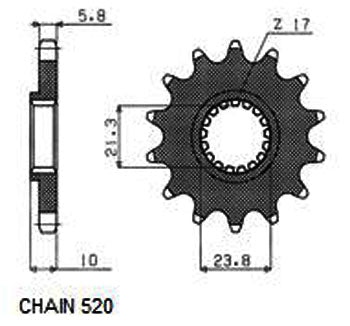 Sunstar Eesmine hammasratas SUNF3A3-15, 15z, samm 520