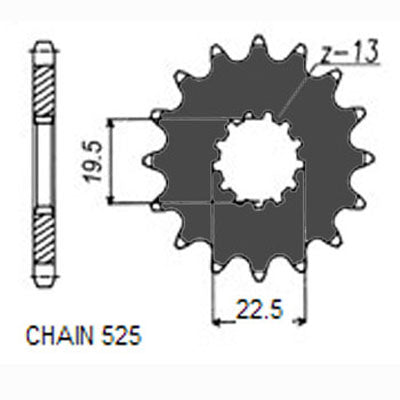 Sunstar Eesmine hammasratas SUNF403-14, 14z, samm 525