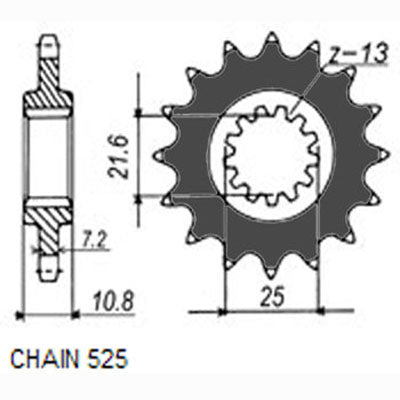 Sunstar Eesmine hammasratas SUNF414-16, 16z, samm 525