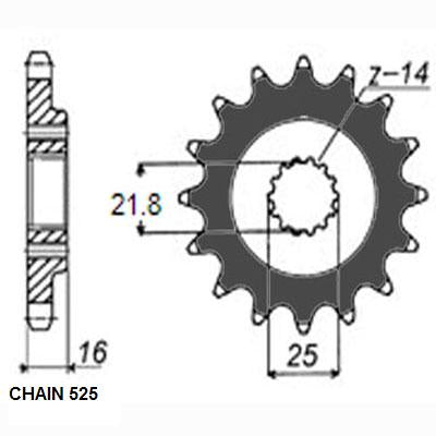 Sunstar Eesmine hammasratas SUNF415-14, 14z, samm 525