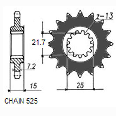 Sunstar Eesmine hammasratas SUNF417-15, 15z, samm 525