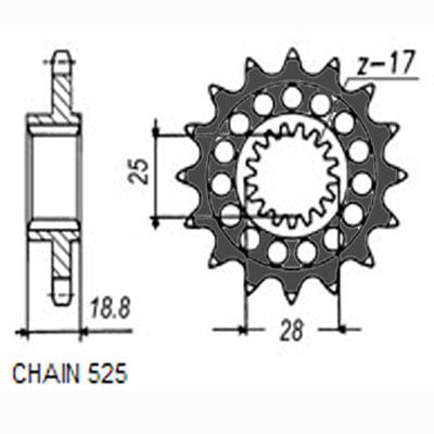Sunstar Eesmine hammasratas SUNF422-15, 15z, samm 525