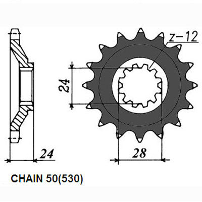 Sunstar Eesmine hammasratas SUNF525-18, 18z, samm 530