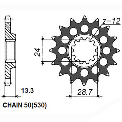 Sunstar Eesmine hammasratas SUNF556-16, 16z, samm 530