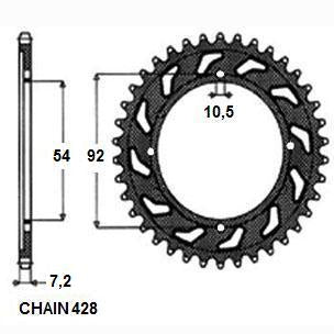 Sunstar Tagumine hammasratas SUNR1-2046-49, 49z, samm 428, teras