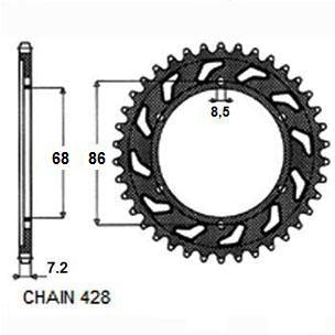 Sunstar Tagumine hammasratas SUNR1-2153-46, 46z, samm 428, teras