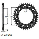 Sunstar Tagumine hammasratas SUNR1-2502-57, 57z, samm 428, teras