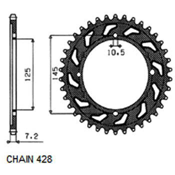 Sunstar Tagumine hammasratas SUNR1-2539-59, 59z, samm 428, teras
