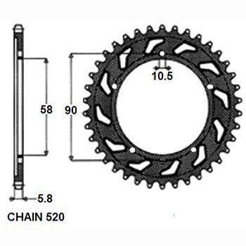Sunstar Tagumine hammasratas SUNR1-3085-38, 38z, samm 520, teras