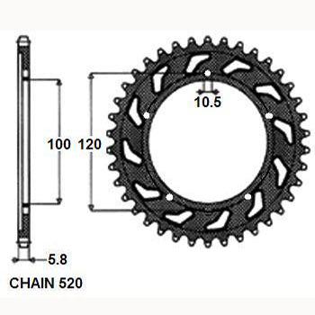 Sunstar Tagumine hammasratas SUNR1-3430-40, 40z, samm 520, teras