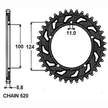 Sunstar Tagumine hammasratas SUNR1-3437-39, 39z, samm 520, teras