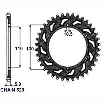 Sunstar Tagumine hammasratas SUNR1-3471-42, 42z, samm 520, teras