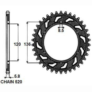 Sunstar Tagumine hammasratas SUNR1-3511-37, 37z, samm 520, teras
