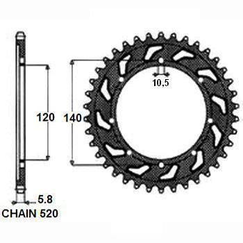 Sunstar Tagumine hammasratas SUNR1-3529-42, 42z, samm 520, teras