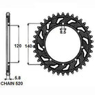 Sunstar Tagumine hammasratas SUNR1-3532-44, 44z, samm 520, teras