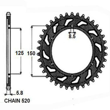 Sunstar Tagumine hammasratas SUNR1-3547-42, 42z, samm 520, teras