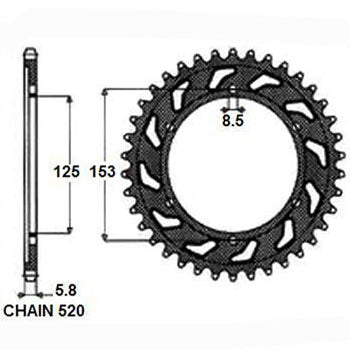 Sunstar Tagumine hammasratas SUNR1-3559-51, 51z, samm 520, teras