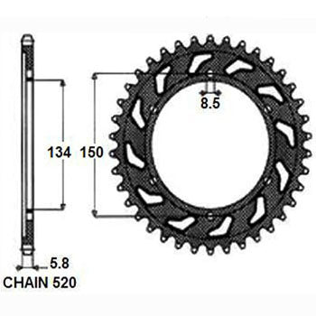 Sunstar Tagumine hammasratas SUNR1-3619-50, 50z, samm 520, teras