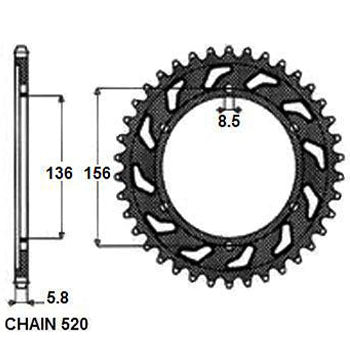 Sunstar Tagumine hammasratas SUNR1-3631-48, 48z, samm 520, teras