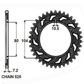 Sunstar Tagumine hammasratas SUNR1-4347-39, 39z, samm 525, teras