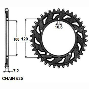 Sunstar Tagumine hammasratas SUNR1-4430-42, 42z, samm 525, teras