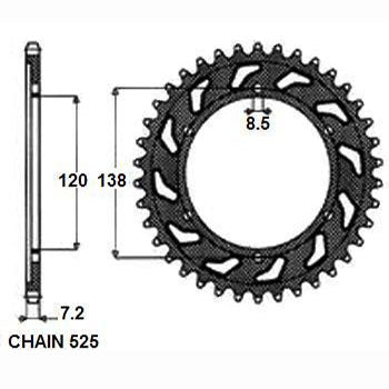 Sunstar Tagumine hammasratas SUNR1-4514-40, 40z, samm 525, teras