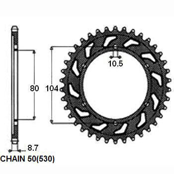 Sunstar Tagumine hammasratas SUNR1-5353-45, 45z, samm 530, teras