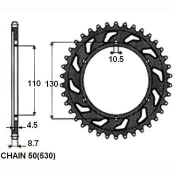 Sunstar Tagumine hammasratas SUNR1-5474-43, 43z, samm 530, teras