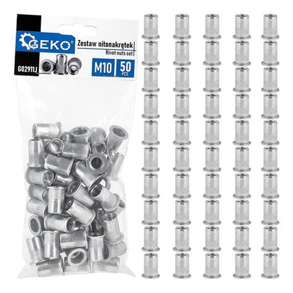 Geko Alumiiniumist neetmutrite komplekt M6 1,0-3,0 50 tk