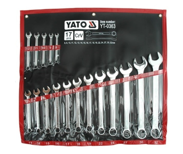 YATO Leht-silmusvõtmed 8-32 mm, 17 osa