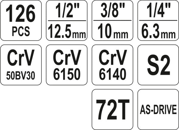 YATO Tööriistakomplekt 126 osa
