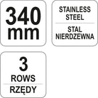YATO Traathari, roostevaba traat, 3 rida, plastkäepide