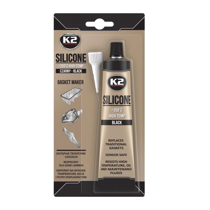 K2 Kõrgtemperatuurne silikoonhermeetik, must, +350 °C