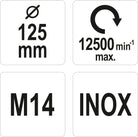 YATO Ketashari M14, INOX, 125 mm