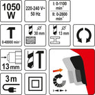 YATO Kahekäiguline lööktrell 230 V, 1050 W, 0-2800 p/min