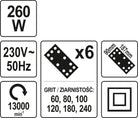 YATO Vibrolihvija 230 V, 260 W, 90 mm x 187 mm
