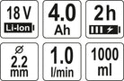 YATO Värvipüstol 18 V 4,0 Ah, 1 l/min
