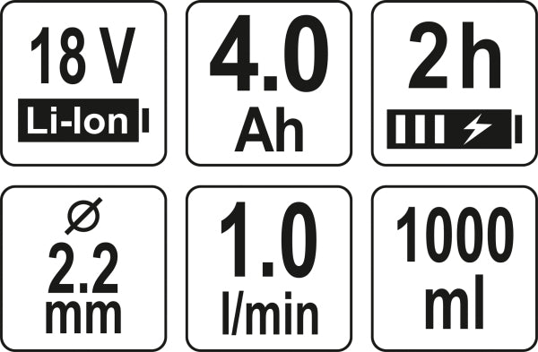 YATO Värvipüstol 18 V 4,0 Ah, 1 l/min
