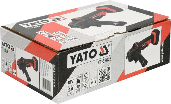 YATO Nurklihvija 18 V, 125 mm, komplekt 1x2 Ah, laadija